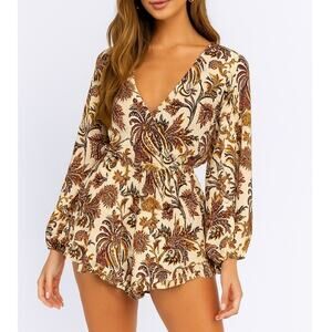 Show Me Your MuMu Bailey Floral Long Sleeve Romper Small NWOT